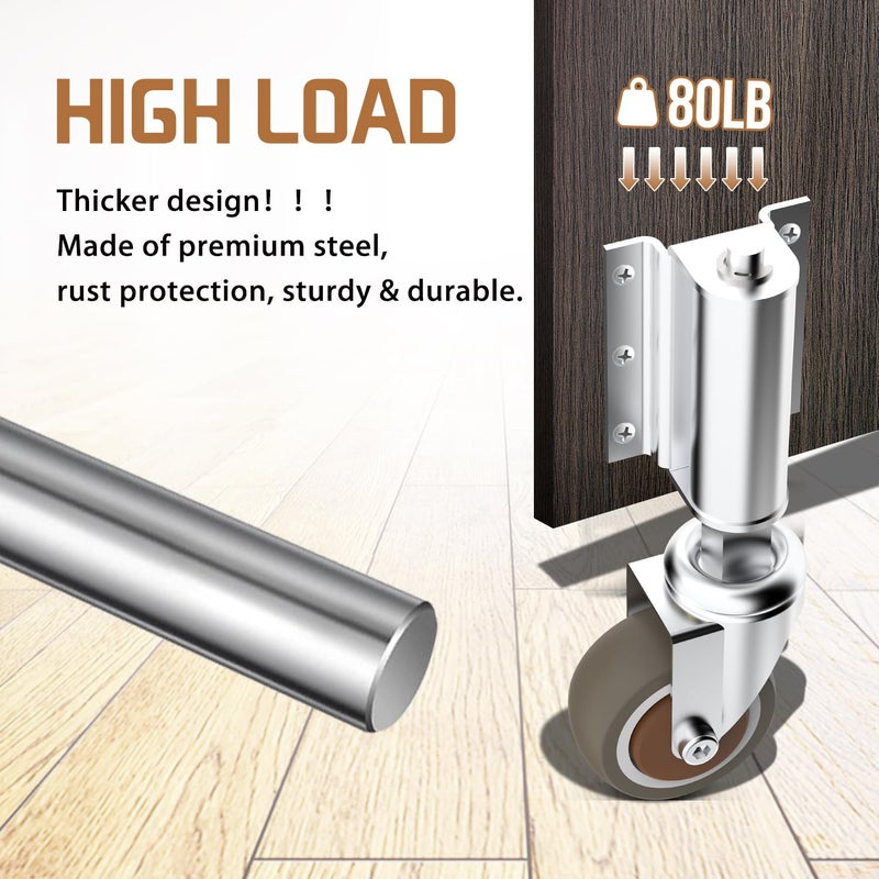 uscaster Gate Wheel 2inch Gate Caster for Wooden Gate 80lbs Capacity 360 Degree Rotation Solid Rubber Tire Spring-Loaded Gate Wheels with Screws & Screwdriver 2Pack - Image 3
